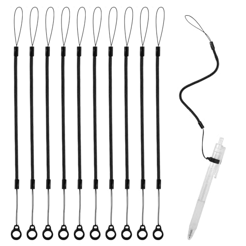 10pcs Pen Lanyards, Elastic Lanyard Tether with Silicone Rings Retractable Stylus Tether Clipboard Pen Strap Tablet Holder Anti-Lose Leash for