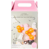 Halloween Mini Balloon Arch Kit with Ghost Mylar Balloons – Orange & Pink Party Decor