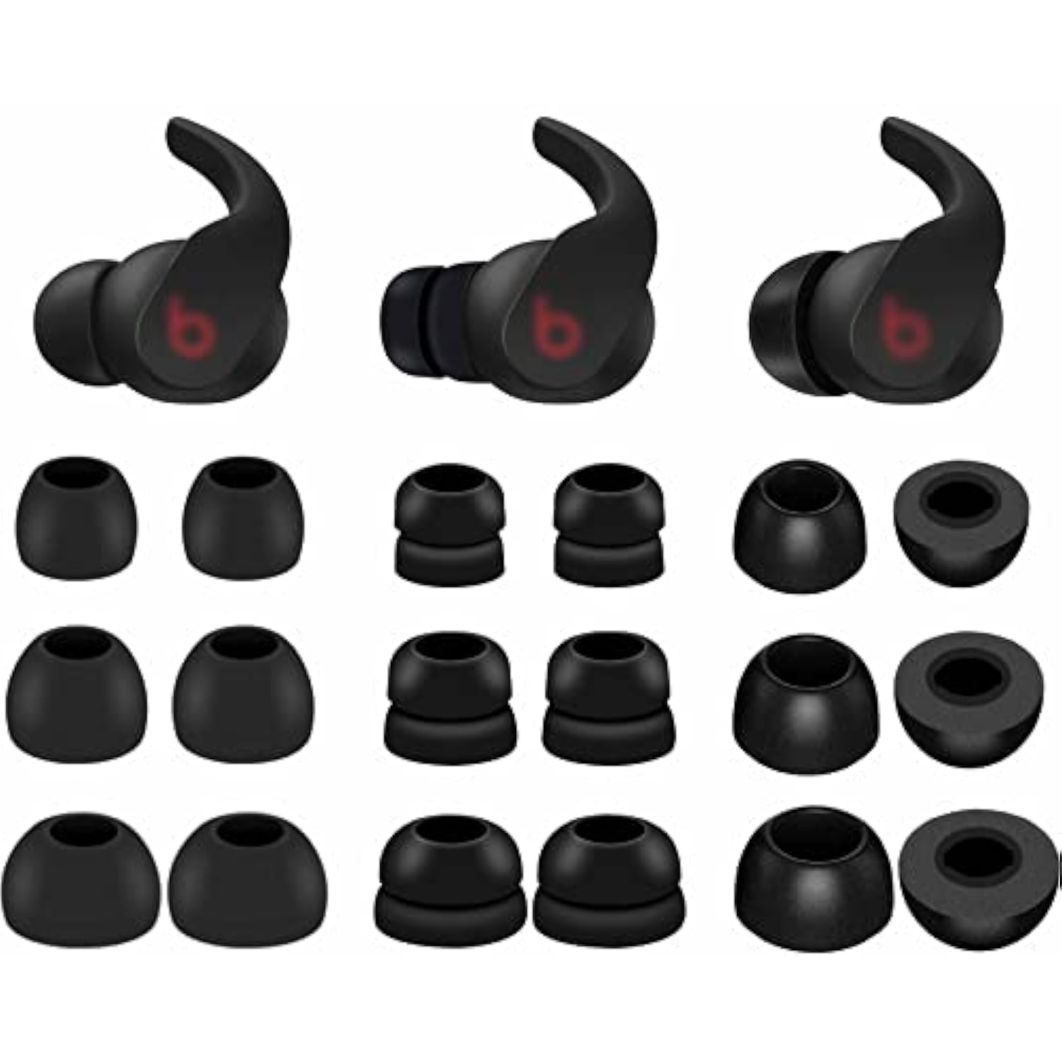 9 Pairs Ear Tips Set Compatible With Beats Fit Pro, Memory Foam Double Flange And Normal Silicone Tips S/M/L Replacement Noise Isolation Fit In Case Eartips For Beat Fit Pro - Black
