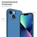 Compatible With Iphone 13 Mini Case, Slim Liquid Silicone 3 Layers Full Covered Soft Gel Rubber With Microfiber Case Cover 5.4 Inch-Blue