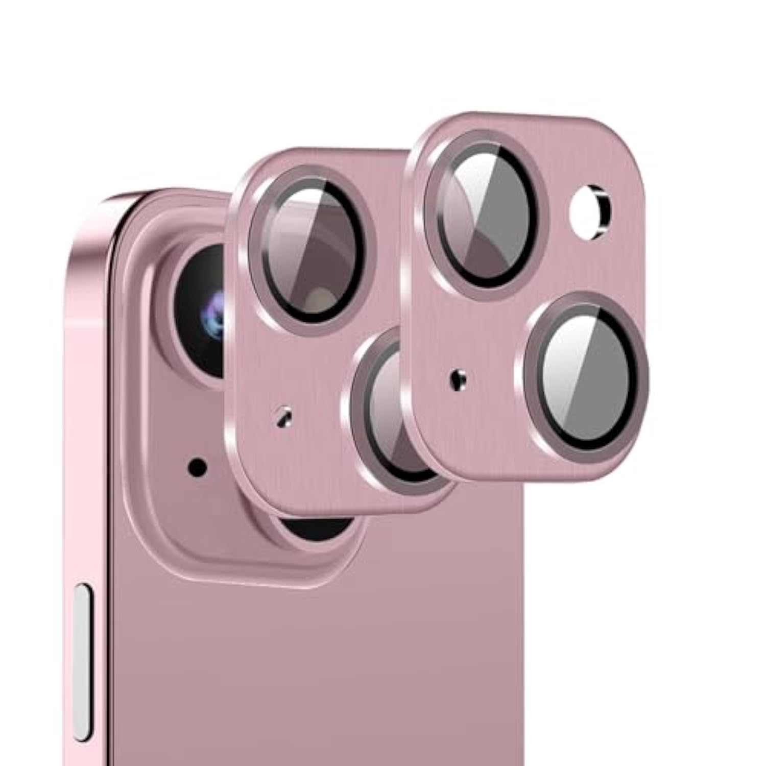 [Pink][2 Pack] Camera Lens Protector For Iphone 15/15 Plus,Ultra Hd 9H Tempered Glass Camera Cover Screen Metal Ring Case Friendly Scratch Resistant Easy To Install
