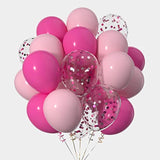 Pink Balloons,12 Inch Confetti Latex Balloons For Party Decorations,Pack Of 50