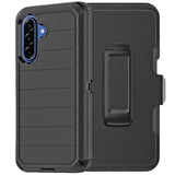 Heavy Duty 3-Layer Military Grade Rugged Full Body Protection Case for Samsung Galaxy A17 5G with Belt Clip Holster & Kickstand, Black