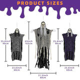 3PCS Scary Hanging Ghosts,Halloween Grim Reaper Skeleton Halloween Decor.