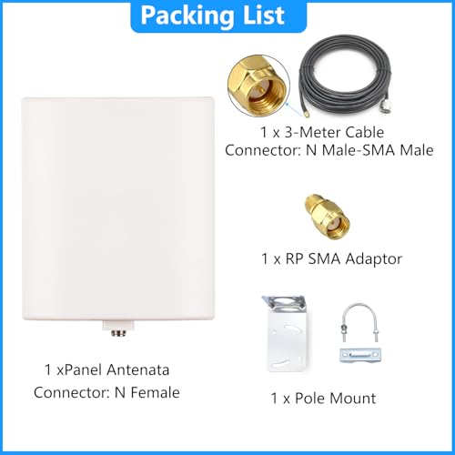 Directional Wifi Antenna Long Range Outdoor 2.4G 5Ghz Panel Antenna Dual Band With 10Ft Extension Cable Sma Male And Rp-Sma Adaptor For Wireless Router Network Card Security Camera Video Monitor