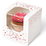 Heart Cupcake Boxes 25 Pcs, Individual Cupcake Box With Insert And Window For Valentines Day Gift Boxes Cupcake Containers Single For Kids Valentine Gift Ornament Boxes For Party Favors