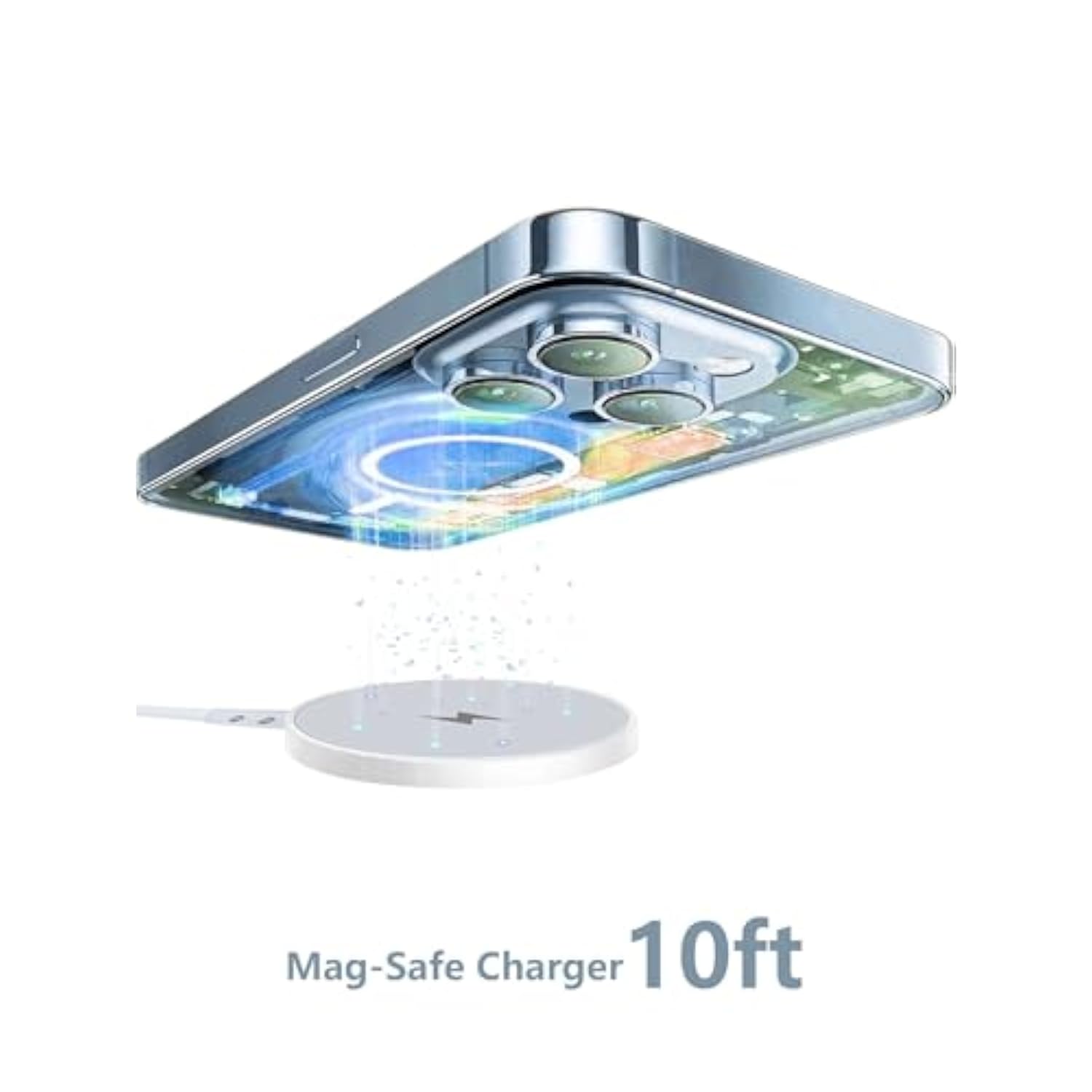 15W Magnetic Wireless Charger Fast Charging Pad 10Ft For Apple Magsafe Charger Iphone 16 Pr/15/14/13/12/Airpods, Usb C Cable Magnet Charging 10-Ft & Type-C Pd Block For Samsung S25 Ultra, 1Pack
