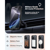 [4 In 1] Magnetic For Iphone 16 Pro Case, 2 Pics Privacy Screen Protectors And 1 Pic Camera Protector, Fit For Magsafe, Military Grade Shockproof Translucent Matte Slim 16 Pro Phone Case 6.3", Black