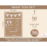 Baby Shower Games For Girl Or Boy, 50 Pcs Predictions & Advice Game, Fun Activity Cards, Gender Neutral, Baby Shower Ideas