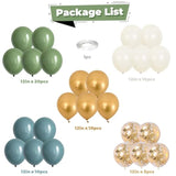 Green Blue Balloons Sage Beige Gold Balloons Jungle Woodland Party Decorations Dusty Blue Green White Balloon 60Pcs 12Inch Latex Balloons Gold Confetti Helium Safari Wild One Dino Birthday Diy