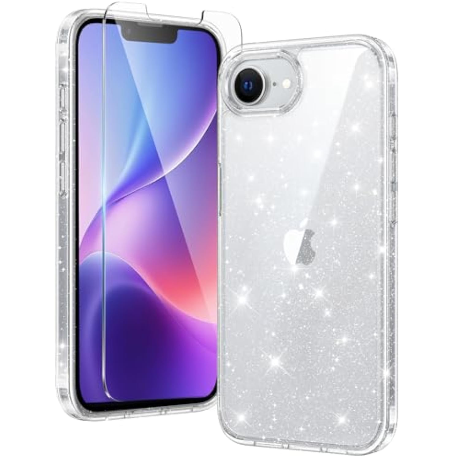 For Iphone 16E Case Glitter: For Iphone 16E 2025 Bling Sparkle Clear Anti Yellowing Rugged Case Grade Protection Slim Cases | Scratch-Resistant Transparent Cell Phone Cover (Shiny)