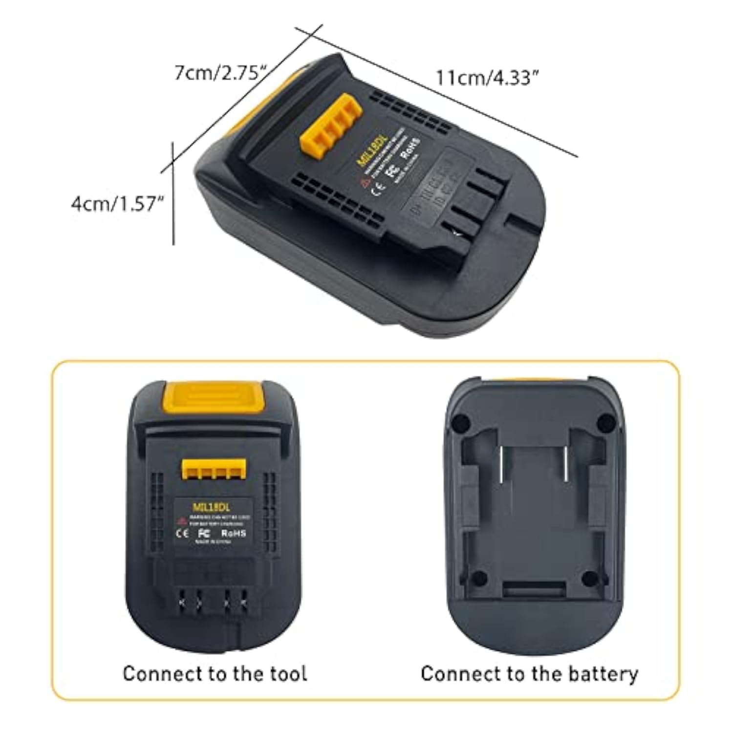 Milwaukee M18 to Dewalt 20V Battery Adapter Converter for Lithium Tools