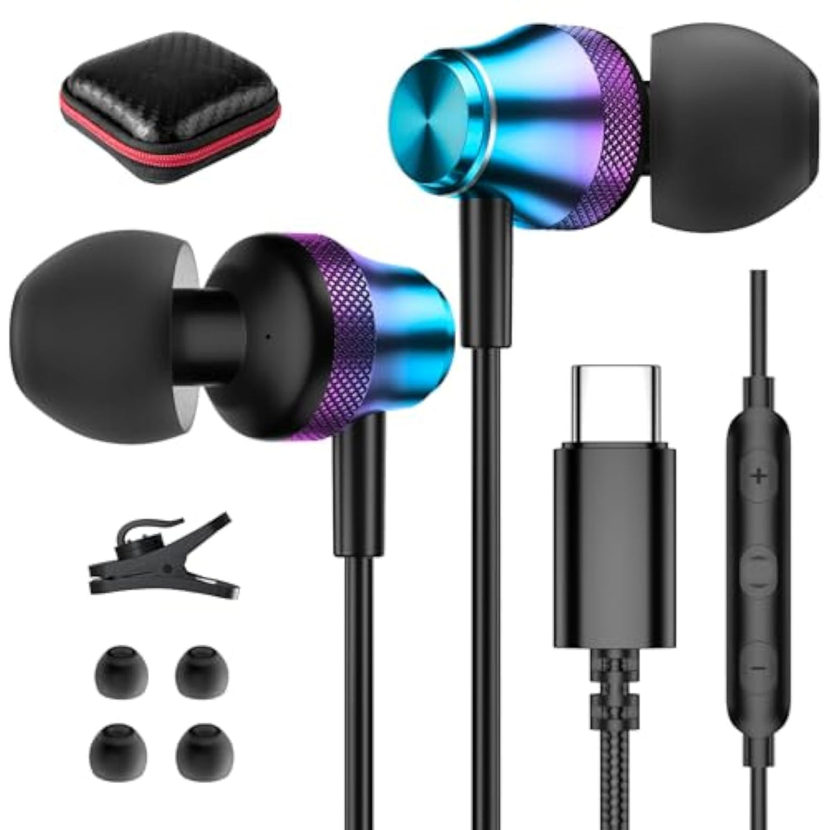 Usb C Headphone, Wired Earbuds For Samsung A53 S22 S21 S20 Fe Galaxy Z Flip Fo