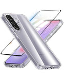 Case for  Galaxy A37 5G + Screen Protector Tempered Glass - Crystal Clear Phone Case Hard Back + Soft TPU Bumper Hybrid Shockproof Cover for