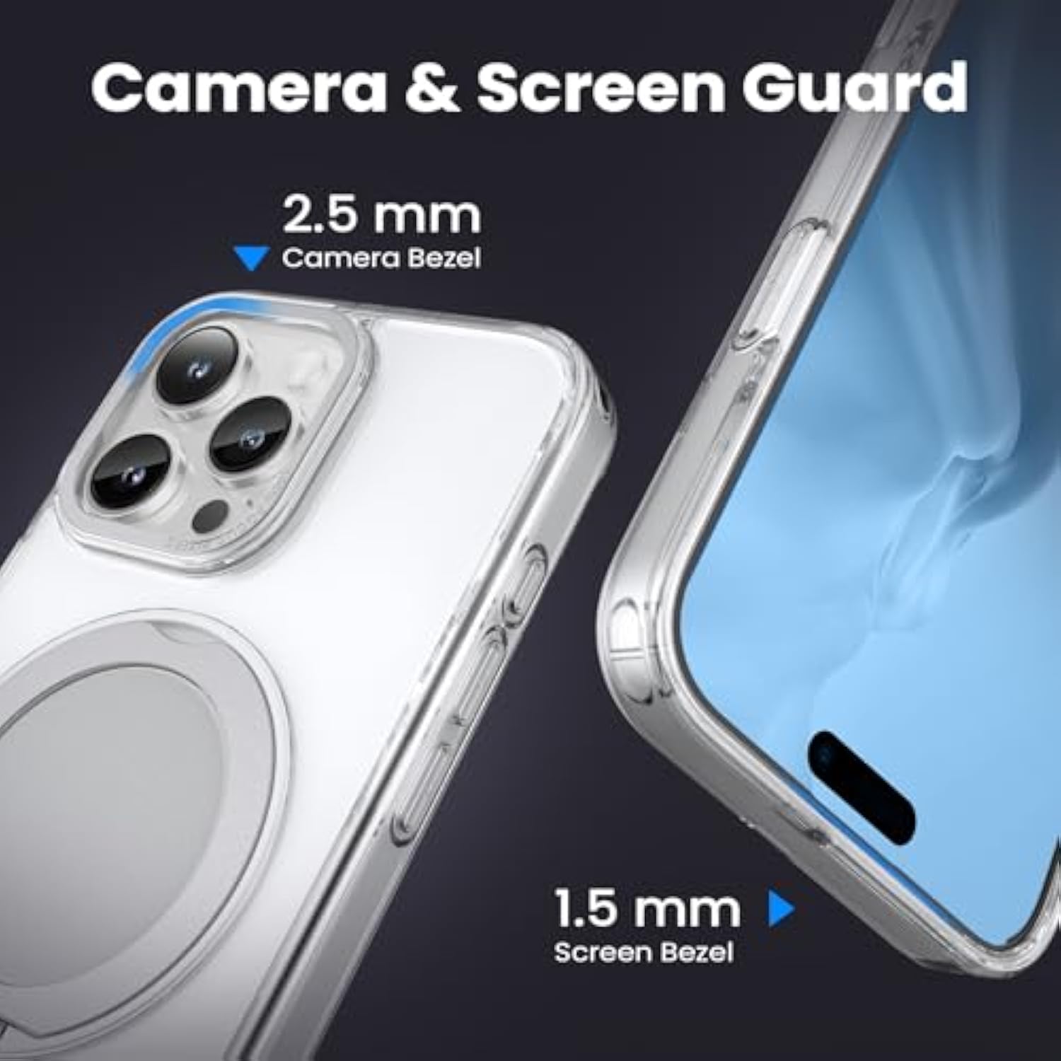 360° Ring Stand Magnetic For Iphone 16 Pro Max Case, [Anti-Fingerprint] [Military Drop Protection] [Compatible With Magsafe] Soft Edge Translucent Slim Back 16 Promax Phone Case (Clear)