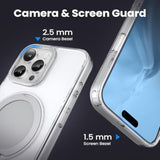 360° Ring Stand Magnetic For Iphone 16 Pro Max Case, [Anti-Fingerprint] [Military Drop Protection] [Compatible With Magsafe] Soft Edge Translucent Slim Back 16 Promax Phone Case (Clear)