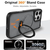 Magnetic Stand For Iphone 16 Pro Max Case With Privacy Screen Protector & Full Camera Cover,[20Ft Protection] 360° Spin Magnetic Ring Shockproof Phone Case With Magsafe For Iphone 16 Promax,Black