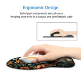 Ergonomic Mouse Pad With Wrist Rest,Comfortable Computer Gel Mouse Pad Wrist Support For Laptop,Pain Relief Mousepad With Non-Slip Pu Base Retro Floral