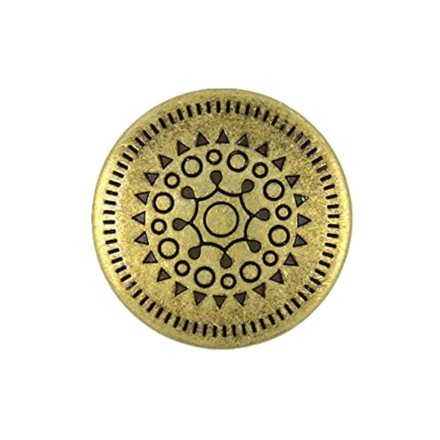 12 Pieces Native Sun Metal Shank Buttons. 18Mm (11/16 Inch) (Antique B