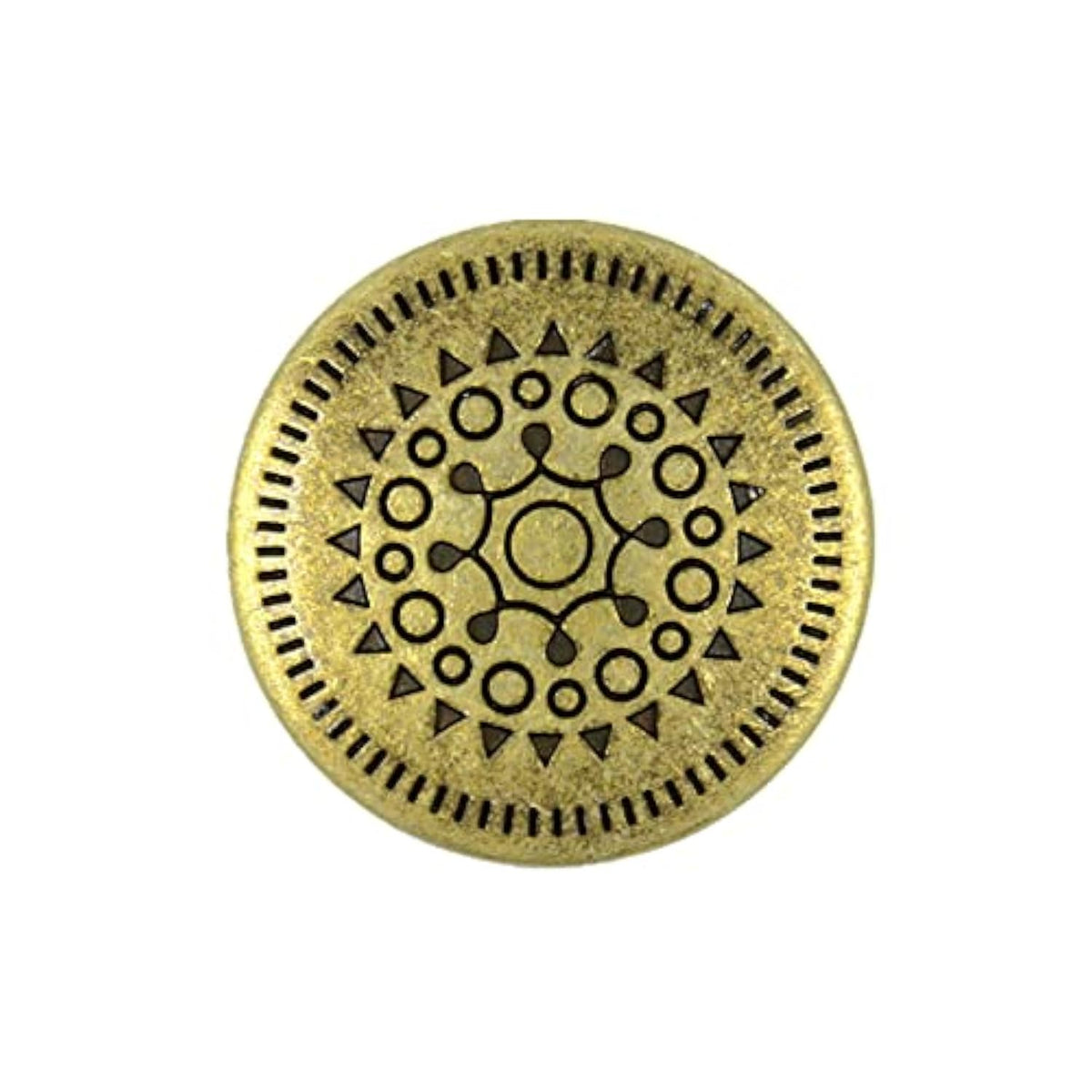 12 Pieces Native Sun Metal Shank Buttons. 18Mm (11/16 Inch) (Antique B