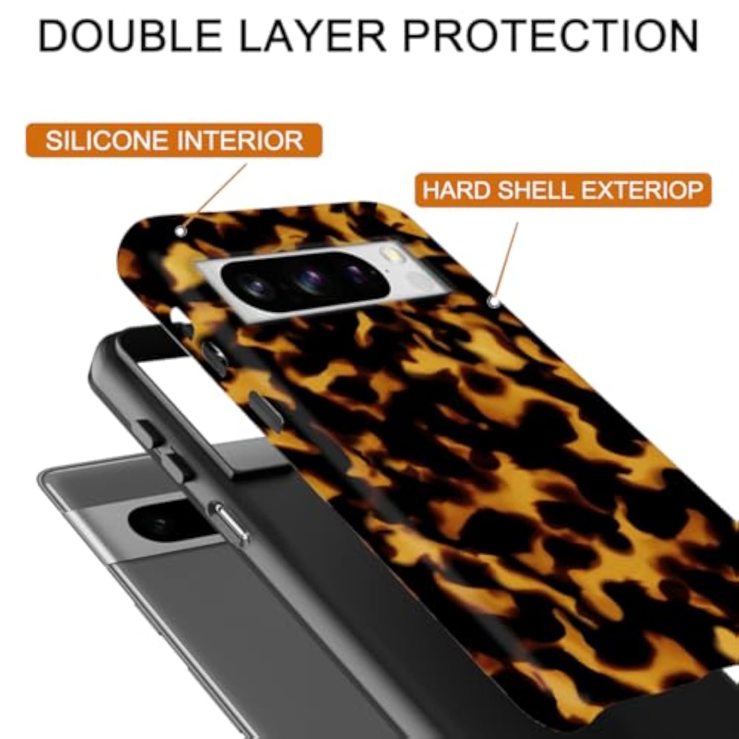 Tortoise Shell Google Pixel 8 Pro Case with Premium Quality Hard PC Back and Soft TPU Material