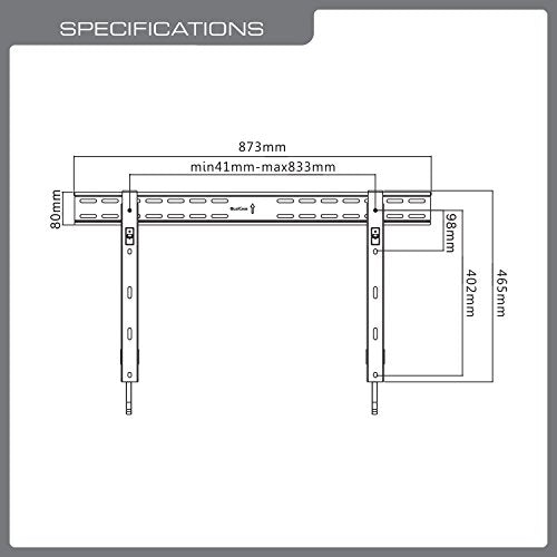 QG-TM-002-BLK 37-Inch to 70-Inch Universal Ultra Slim Low Profile Fixed Wall Mount LED TVs, Black