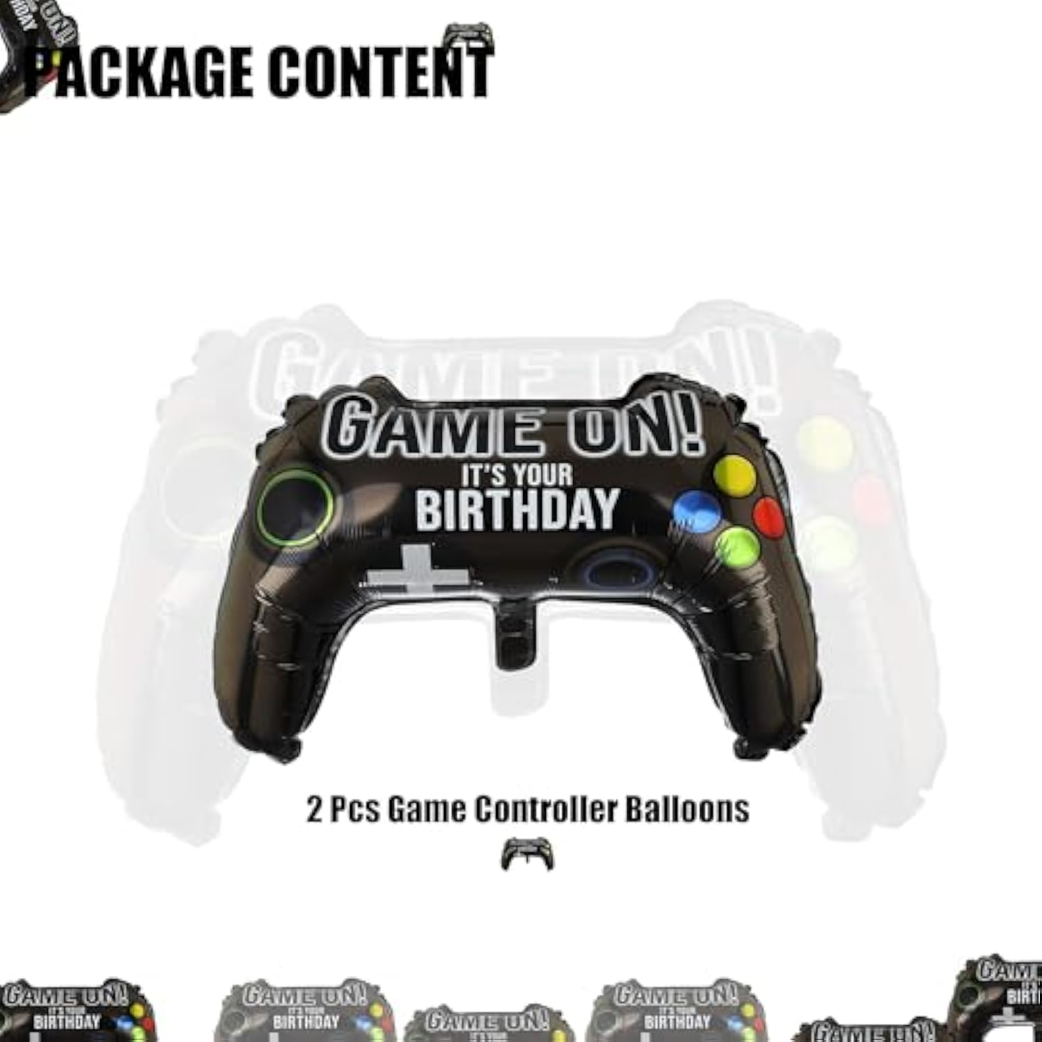 2 Pcs Video Game Controller Mylar Balloon Theme Party Boys Gaming Birthday Decorations