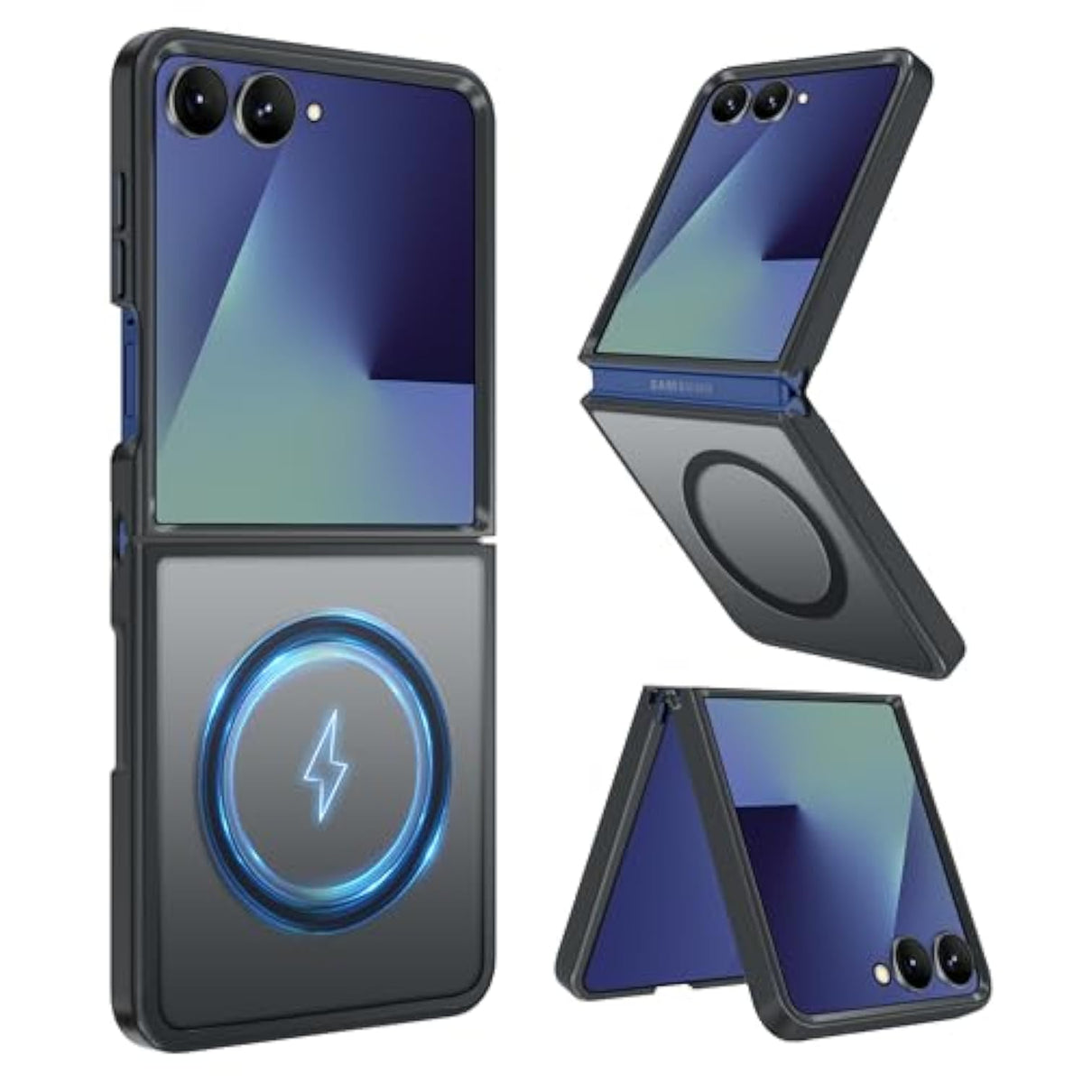 Magnetic For Samsung Galaxy Z Flip 7 Case[Compatible With Magsafe][16Ft Military Drop Protection] Slim Translucent Matte Shockproof Protective Phone Case For Samsung Z Flip 7 6.9",2025,Black