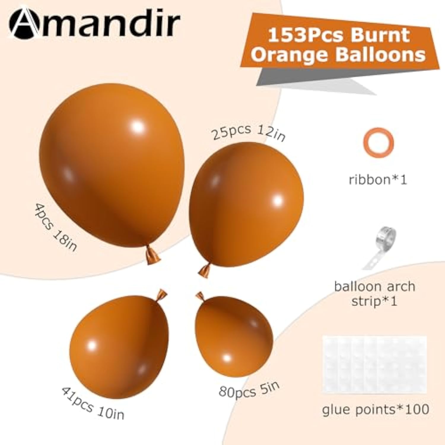 Fall Balloon Arch Kit 153pcs Burnt Orange Terracotta Balloons for Halloween Thanksgiving Party