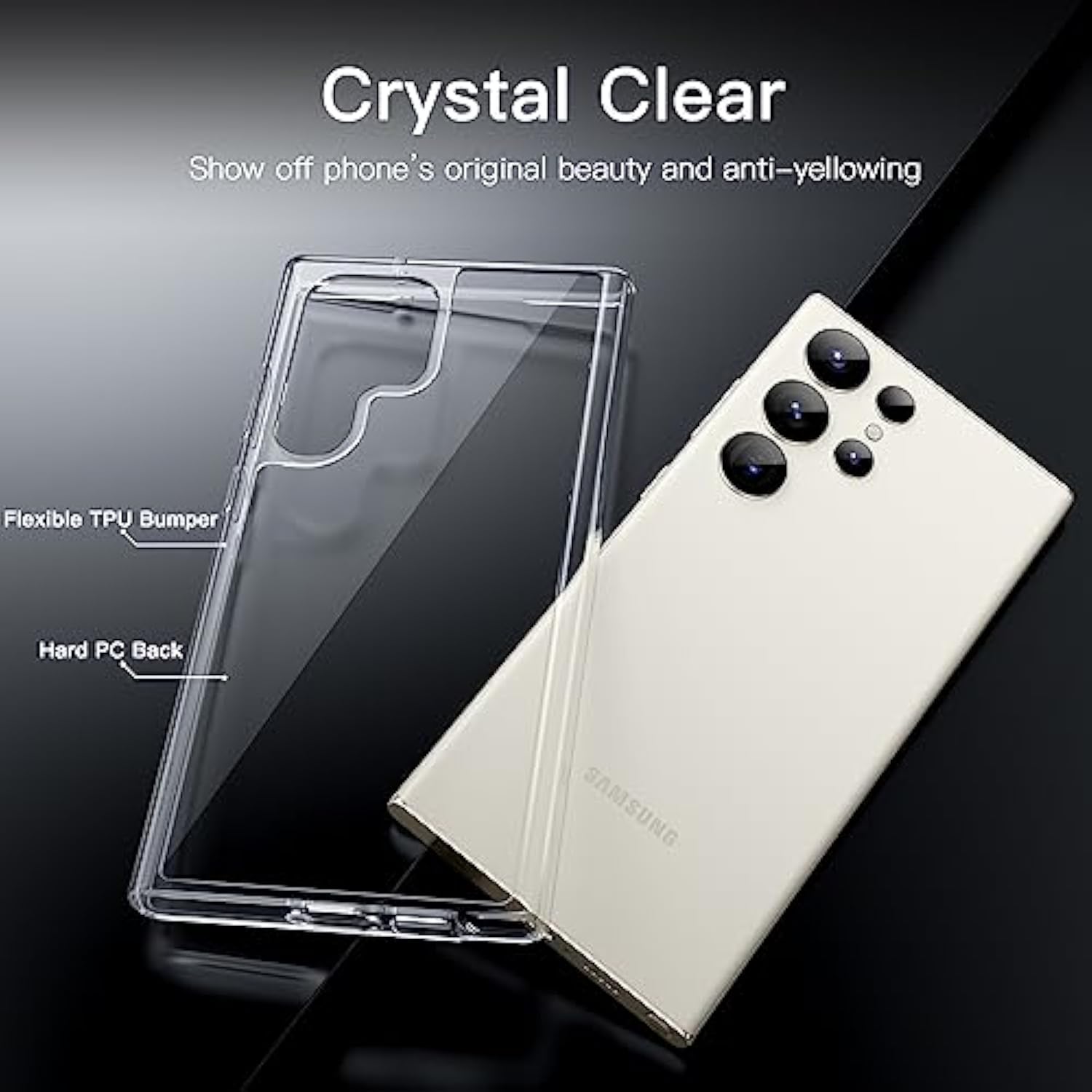 Jetech Case For Samsung Galaxy S23 Ultra 5G 6.8Inch, Nonyellowing Shockproof Bumper Protective Phone Cover, Antiscratch Hard Pc Back (Clear)