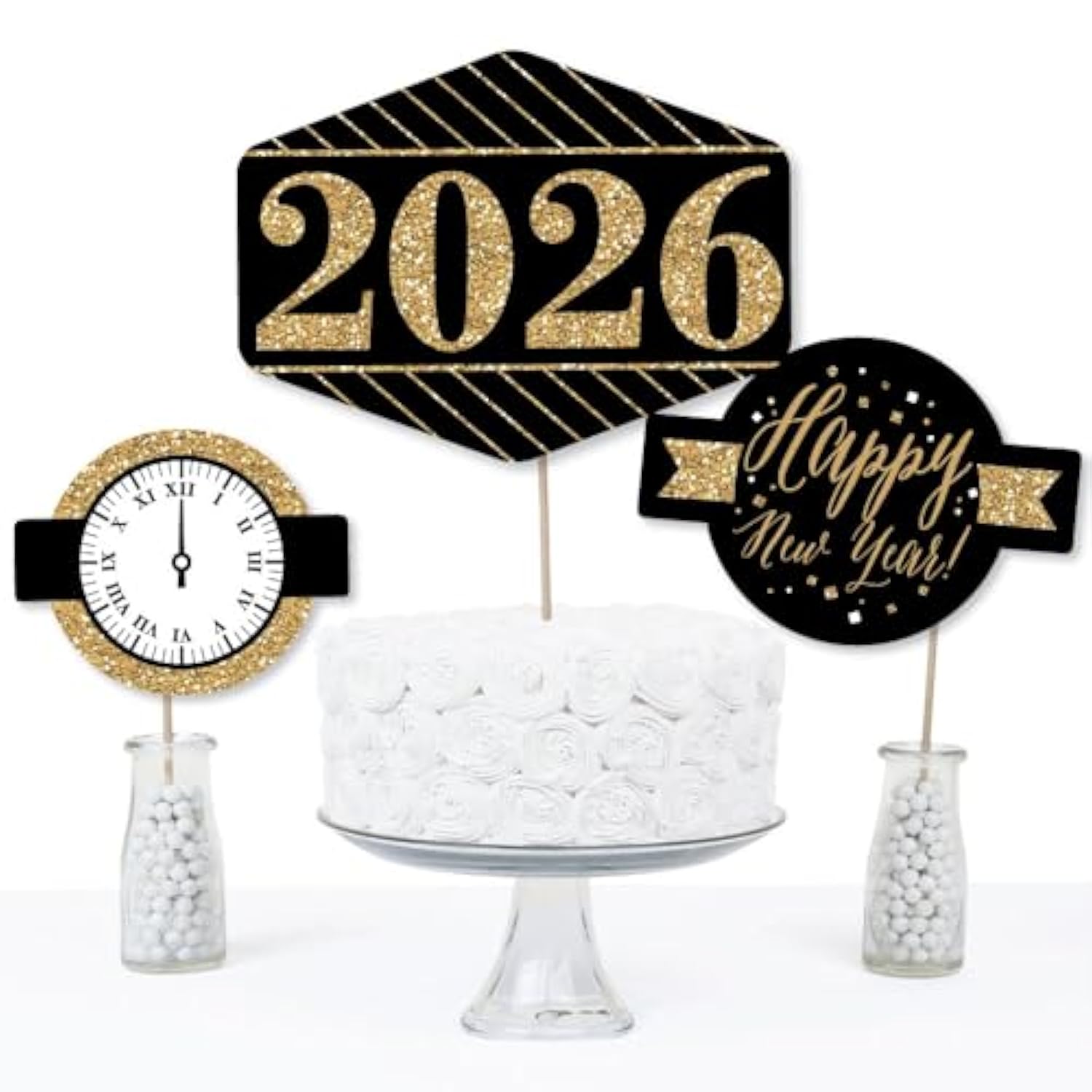 15-Piece Gold New Years Eve 2026 Centerpiece Sticks Table Toppers