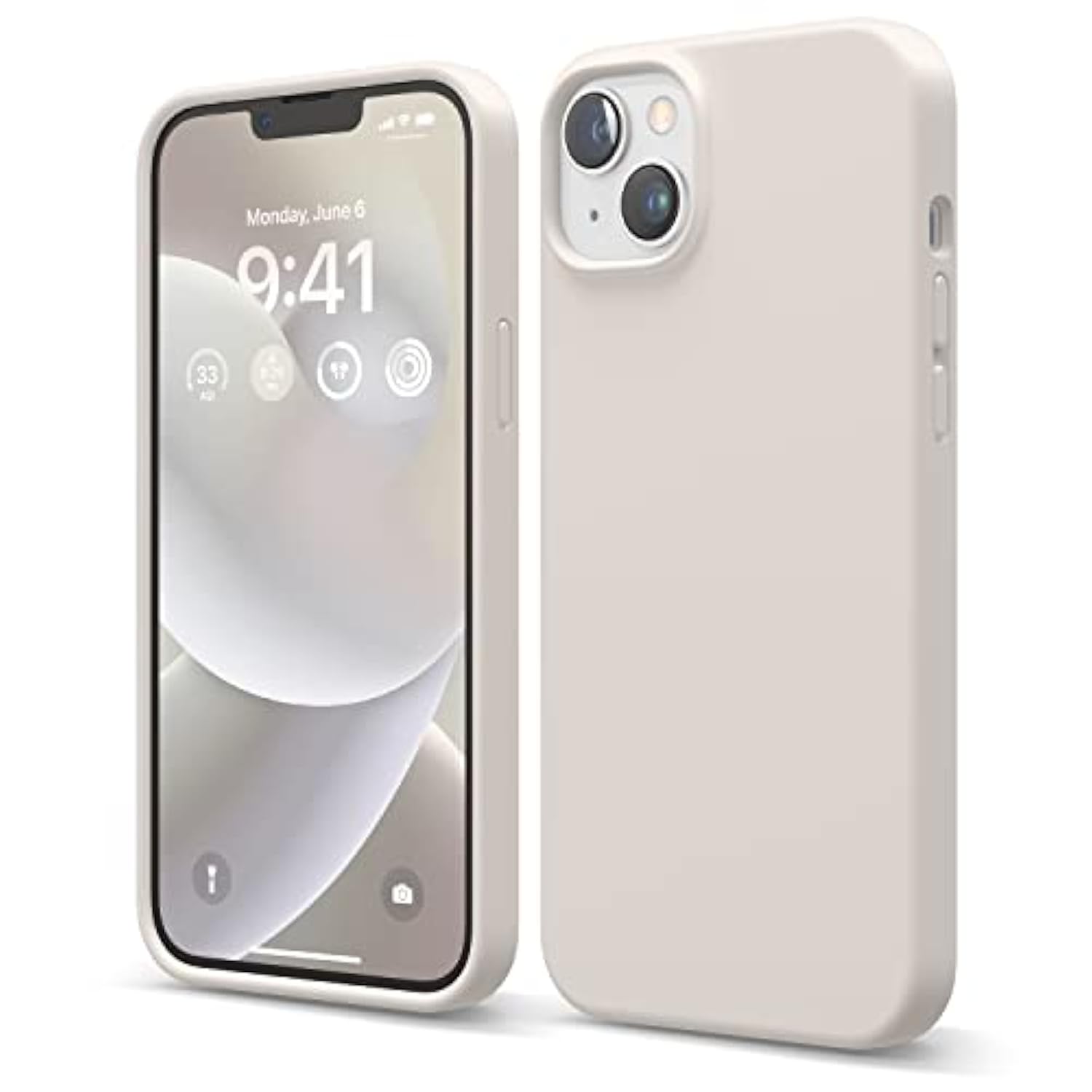 elago Compatible with iPhone 14 Plus Case, Liquid Silicone Case, Full Body Protective Cover, Shockproof, Slim Design, Anti-Scratch Soft Microfiber Lining, 6.7 inch (Stone)