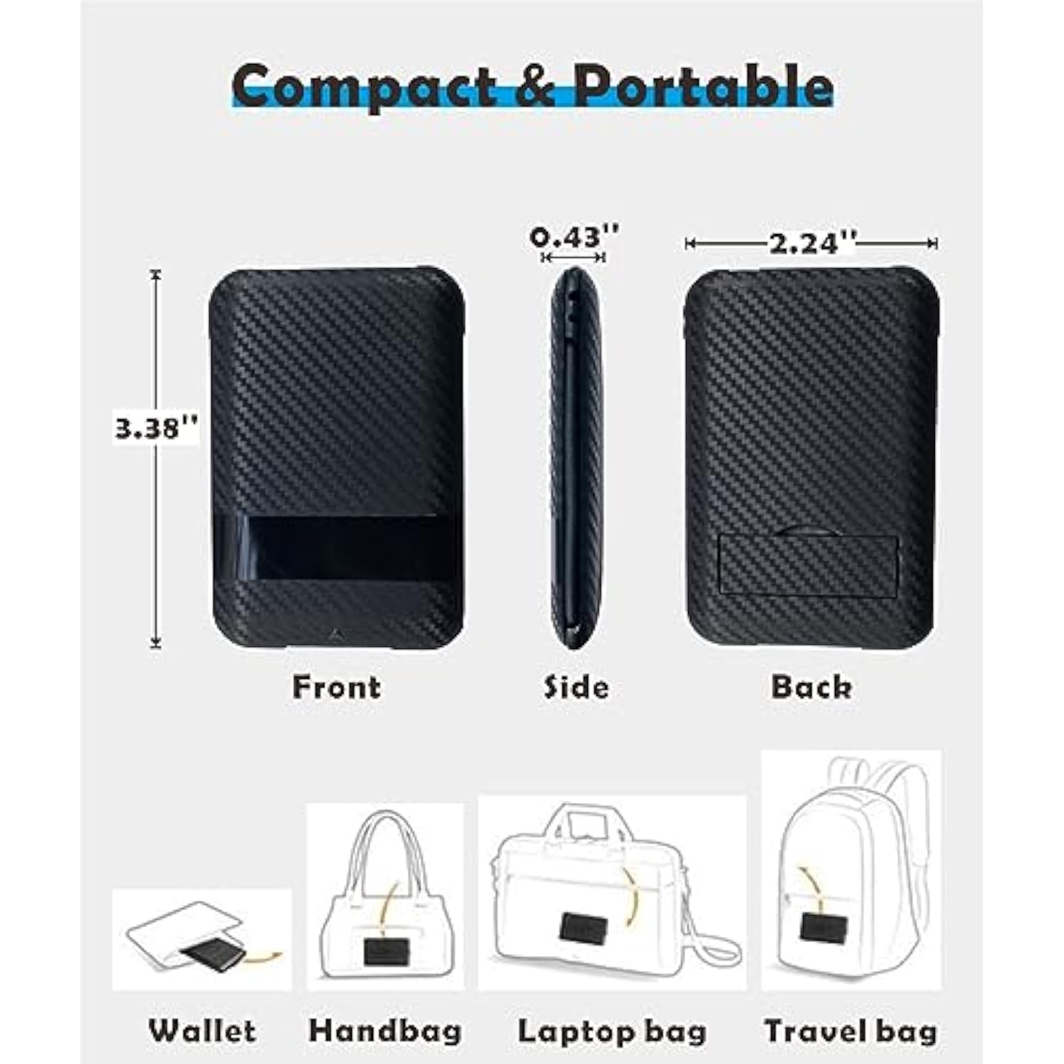 Usb Type C To C Charging And Data Transfer Cable With 3 Adapters Combination Set In Credit Card Size Case, Black
