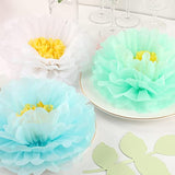 Tissue Paper Chrysanth Flowers With Butterfly And Olive Leaves For Wedding Baby Shower Nursery Room Parties & Events Decorations Pom Poms (White Mint Baby Blue)