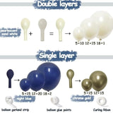 93Pcs Navy Blue Balloon Garland Kit - White, Royal Blue, Gold Balloons for Party