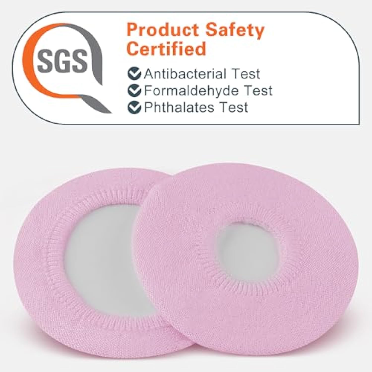 Geekria 2 Pairs Flex Fabric Headphones Ear Covers - Product Safety Certified - Washable & Stretchable Protectors for Over-Ear Headsets, Sweat Pads for Gym, Gaming (Size S/Pink)