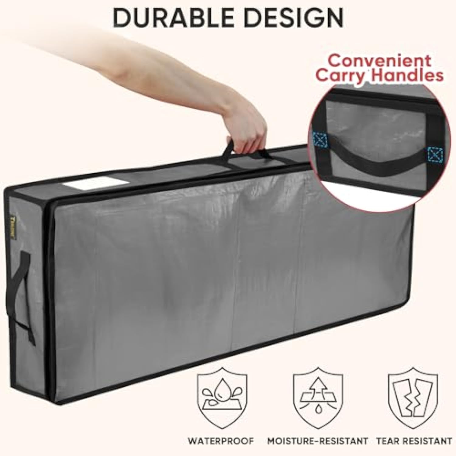 Soft Christmas Wrapping Paper Storage Bag, 40" Durable Pe Gift Wrap Storage Bag With Flexible Partitions And Pockets For Ribbon, Accessories (Grey)