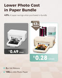 4X6 Photo Printer With 108 Sheets & 2 Ribbons - Dye Sublimation Wireless Portable Photo Printer For Iphone & Android Smartphones, Home & Travel Picture Printing, Ideal Gift, Beige