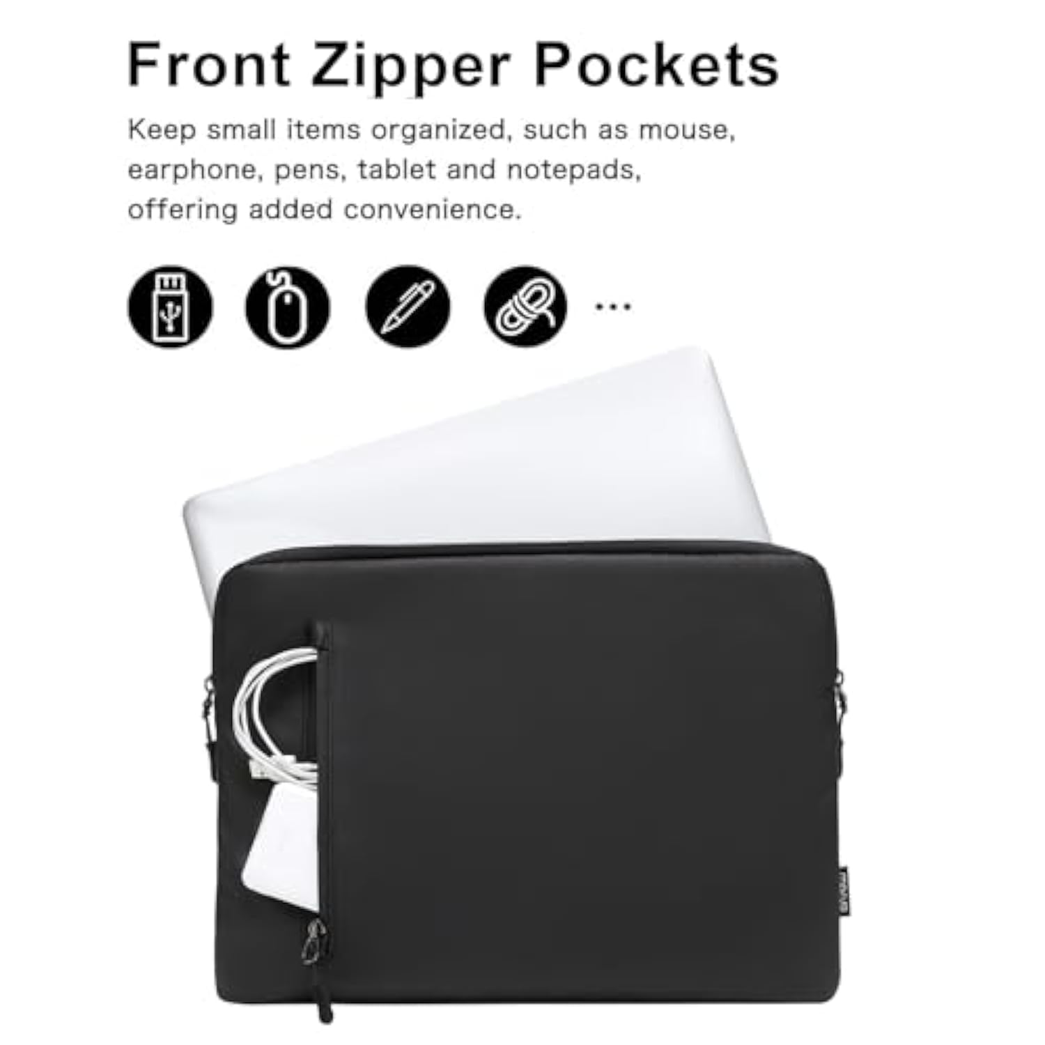 MOSISO Laptop Sleeve 13-14 inch, 13.3 inch Carrying Bag Compatible with MacBook Air/Pro 13/14, HP, Dell, Lenovo, Acer, Portable Slim Cover Travel Computer Bag with Front Left Vertical Pocket, Black