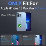 For Iphone 13 Pro Max Case, 2X Glass Screen And Camera Protector, 3 In 1 Heavy Duty Shockproof Drop Protection Stripe Rubber Cover For 13 Pro Max 6.7"-Black