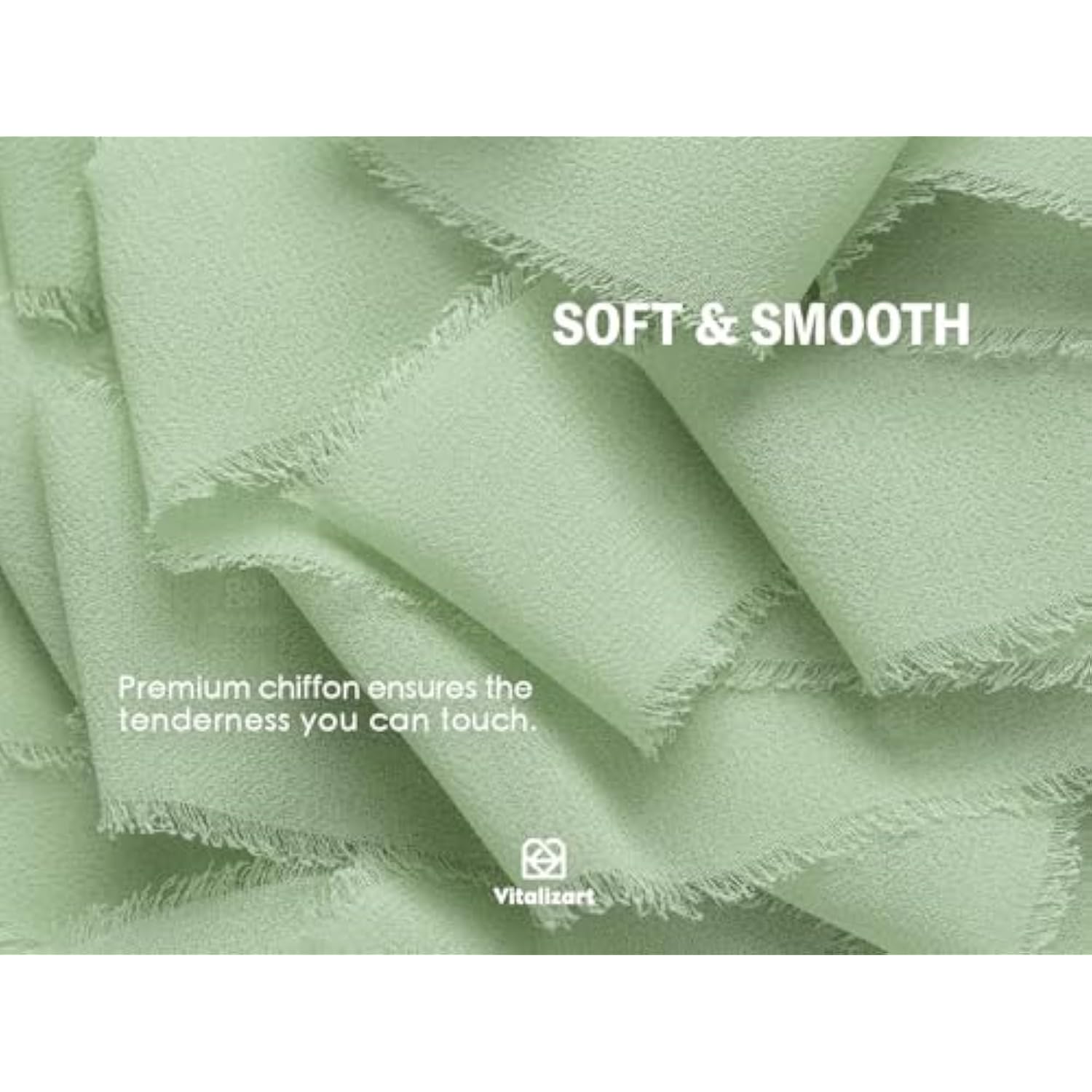 3 Rolls Handmade Fringe Chiffon Silk Ribbon 1.5" X 7Yd Sage Green Ribb