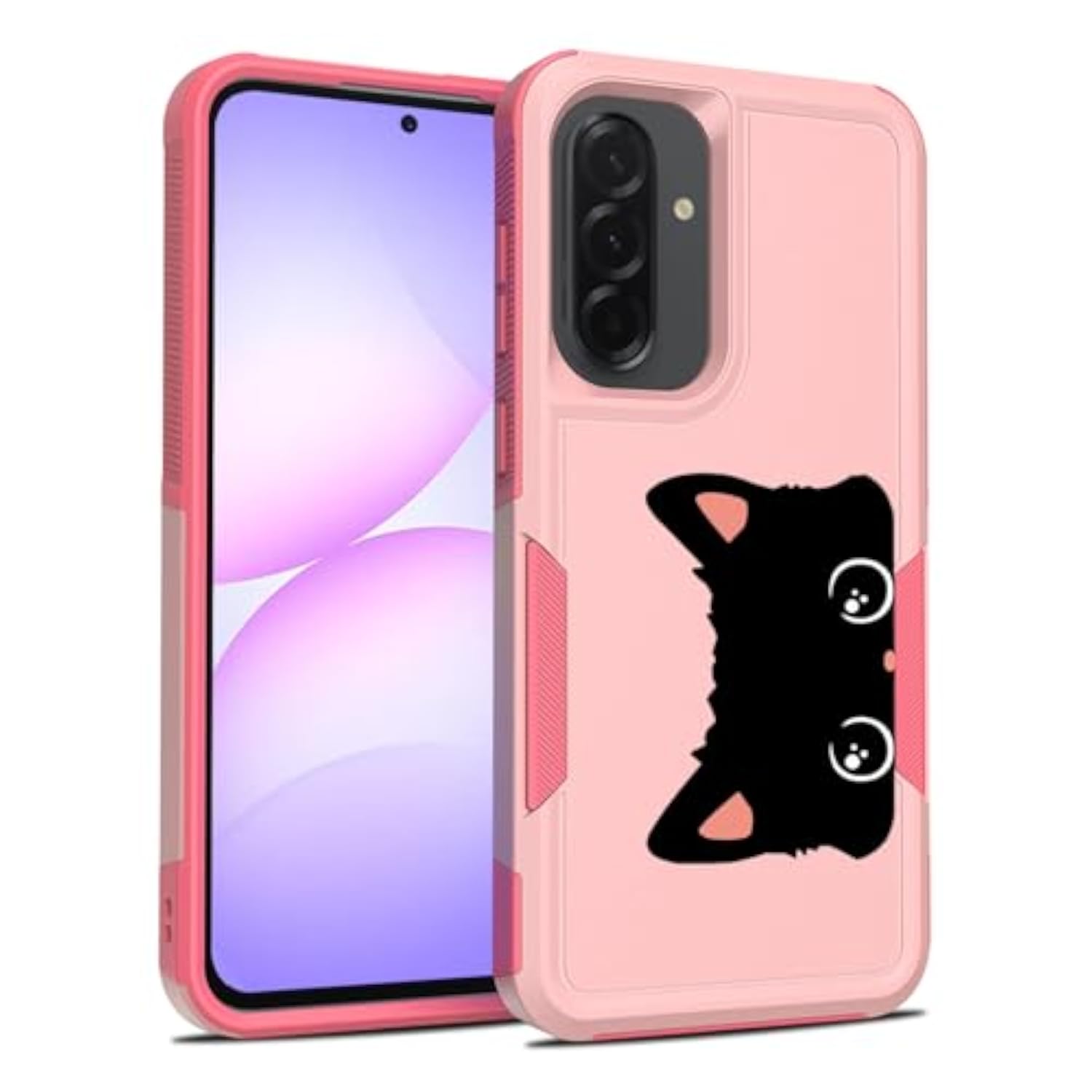 Samsung Galaxy A37 5G Case with Pink Cat Ear Design, Heavy Duty Protection, Rugged Hard Armor, Drop Proof, Shock Absorbing, Anti Slip, Compatible with Samsung Galaxy A37 5G