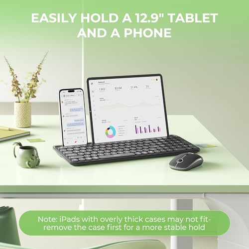 Bluetooth Keyboard And Mouse For Ipad, Ctu-301 Wireless Multi-Device Connection Bluetooth+2.4G Keyboard Mouse Combo With Tablet Holder For Ipad/Macbook/Windows, Ios/Andriod/Phone, Black