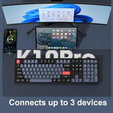 K10 Pro Qmk/Via Custom Wireless Mechanical Keyboard, Hot-Swappable Full Size 108 Keys Programmable Rgb Led Backlit Banana Switch, Bluetooth/Usb-C Wired Gaming Keyboard For Mac Windows Linux