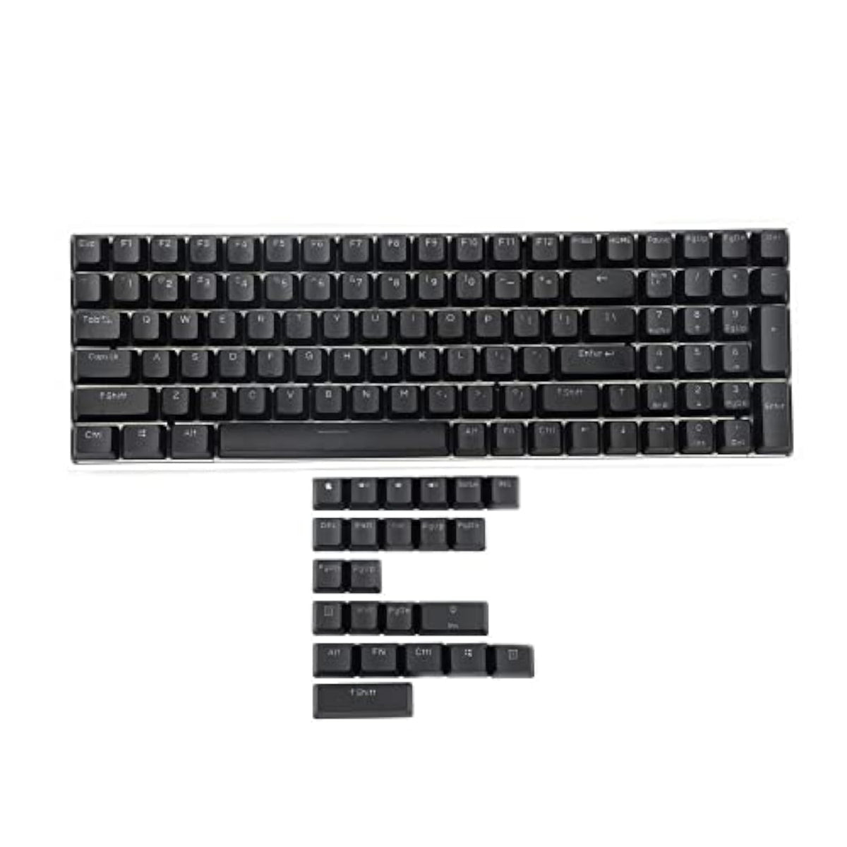 Double Shot 108 Dyed Pbt Shine Through Oem Profile Keycap Rainbow Carbon Sunse