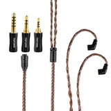 Tripowin Amber 32Awg Ofc Oxygen Free Cable Hifi Iem Cable With Interchangeable 2.5Mm/3.5Mm/4.4Mm Plug, Pvc Sleeve Replacement Cable For Audiophile (Recessed 2Pin)