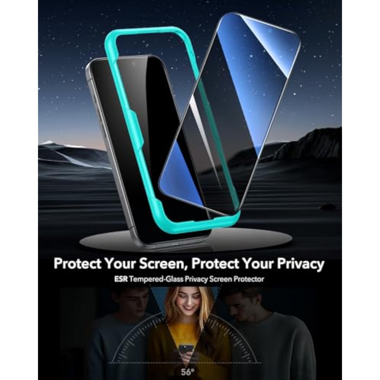 3-Pack Privacy Screen Protector for iPhone 16/15, Anti-Spy, Easy Install, Case Friendly