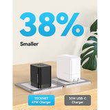 TECKNET USB C Foldable Dual GaN PD3.0 Fast Charger Compatible with iPhone 15 Pro Max/15 Plus/15 Pro/15/14/13/12, Samsung S23, iPad Pro, Pixel, Switch