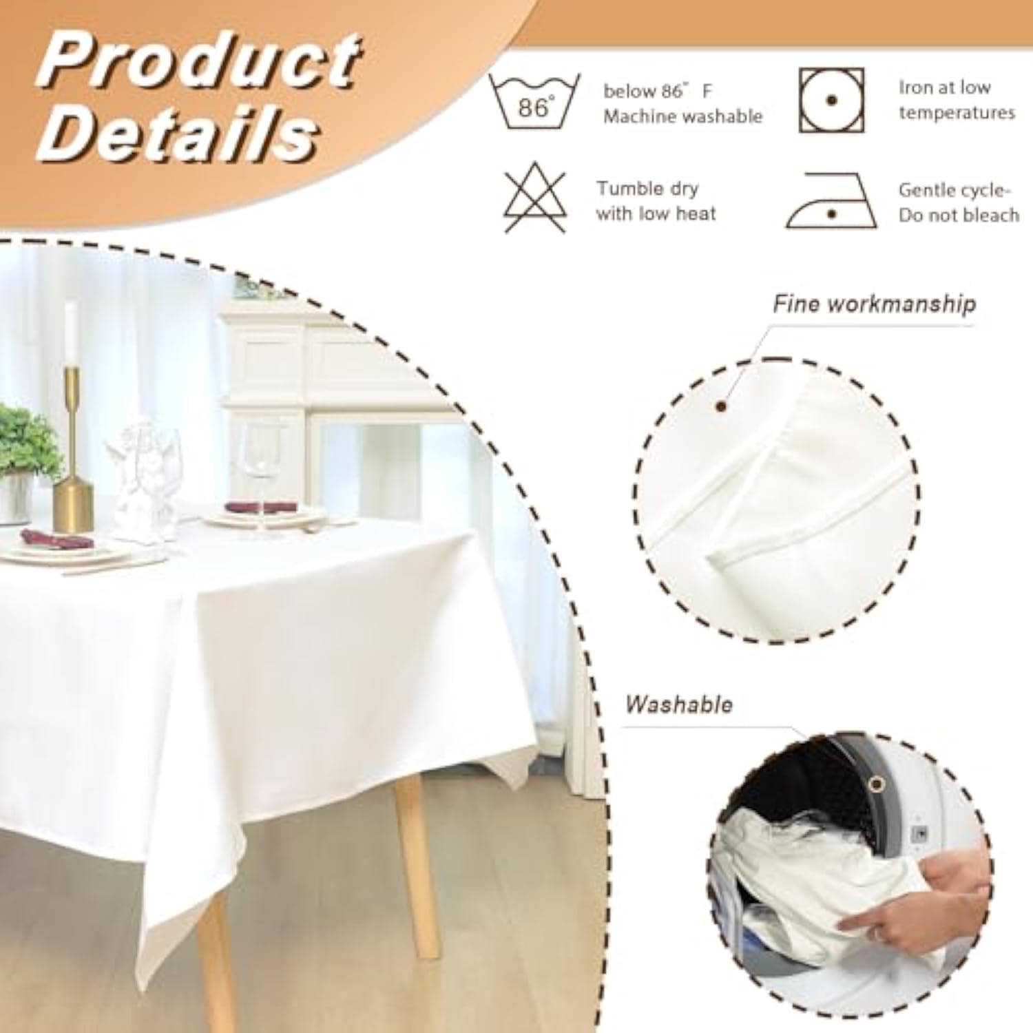 6-pack ivory polyester tablecloths 70x120in for parties, weddings, and banquets