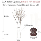 Lighted Brown Branches Battery Operated With Timer 30In 100 Led Fairy Lights, Willow Branch Lights For Home Bedroom Fire